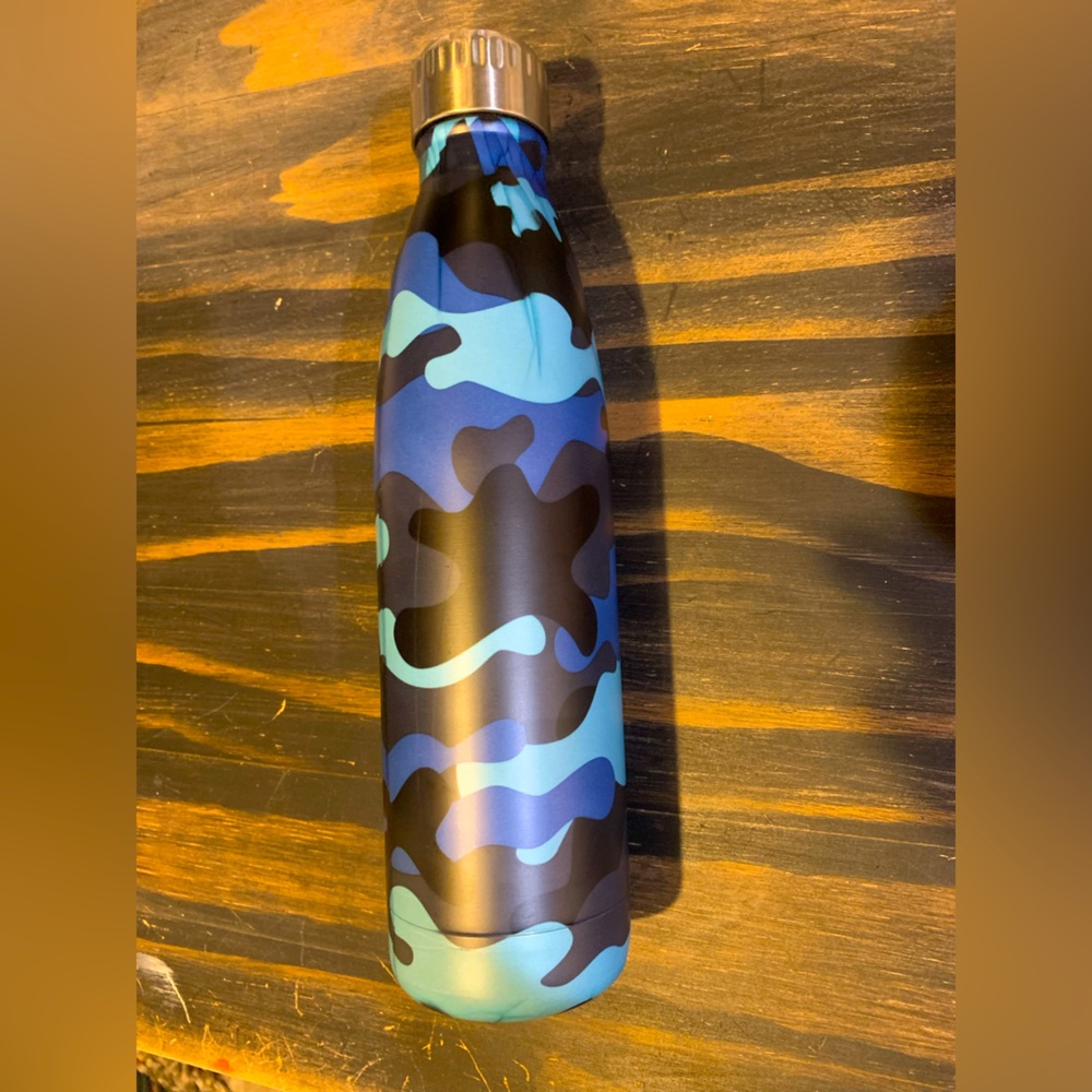Stainless steal blue navy print water bottle